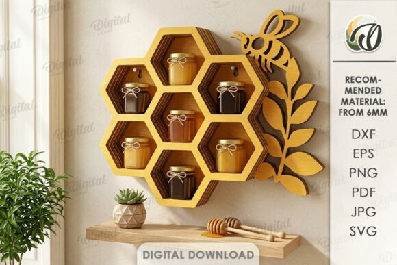 Download 3D Bee Shelf Organizer Laser Cut - Premium Resources